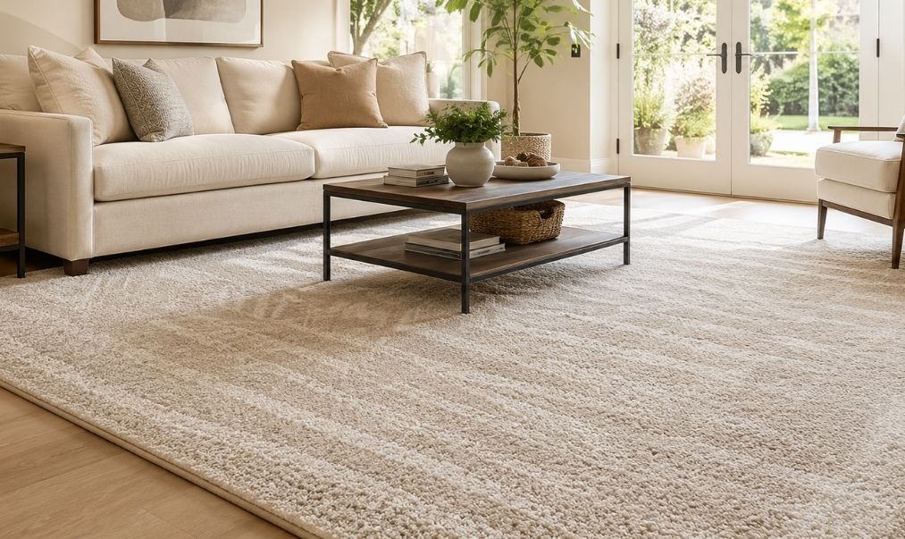 Clean area rug in a living room