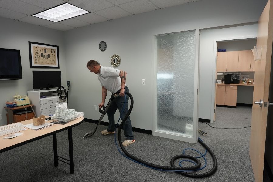 Commercial carpet cleaning in a local business space